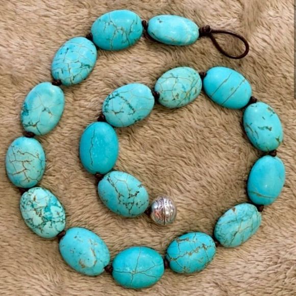 RALPH LAUREN Genuine Turquoise Sterling Silver Leather Necklace NWT - Picture 11 of 17